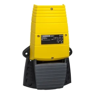 Schneider Electric XPEY110 – Single foot switch, Harmony XPE, plastic, yellow, without cover, 1 step, 1 contact 1NC+NO, IP55